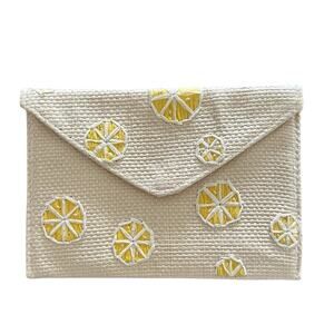 Clements Ribeiro Pop Lemon Embroidered Envelope Clutch